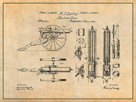 Gatling Guns Drawings Fine Art America