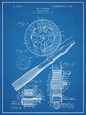 1906 Fly Fishing Reel Blueprint Patent Print by Greg Edwards 1906 Fly Fishing Reel Blueprint Patent Print by Greg Edwards