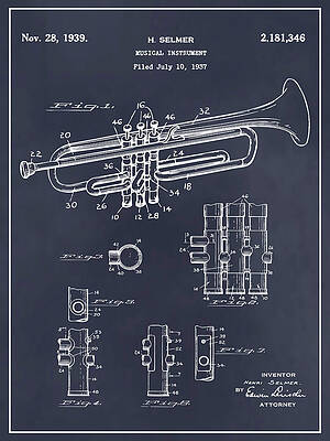 1937 Trumpet Blackboard Patent Print by Greg Edwards 1937 Trumpet Blackboard Patent Print by Greg Edwards