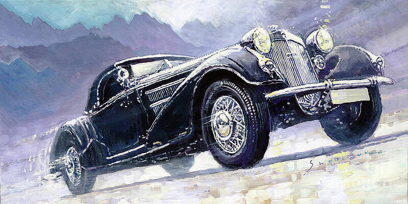 Wall Art - Painting - 1938 Horch 855 Special Roadster by Yuriy Shevchuk