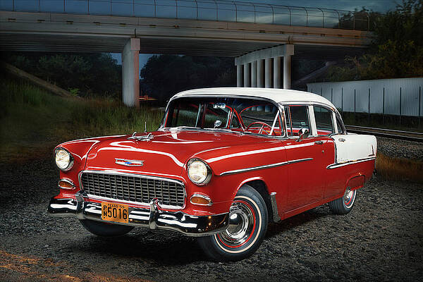 Wall Art - Mixed Media - 1955 Chevy Bel Air by Santa?s Workshop