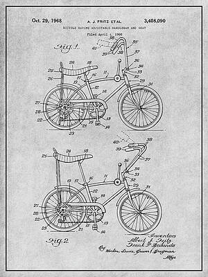 Details about   1968 Stingray Bicycle Patent Print Art Drawing Poster 