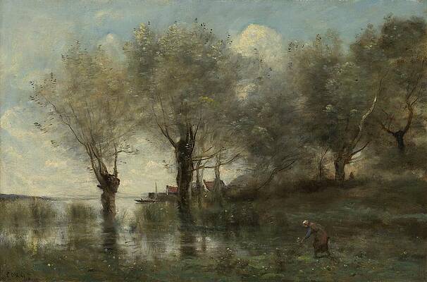 Wall Art - Painting - A Pond In Picardy by Jean-baptiste-camille Corot