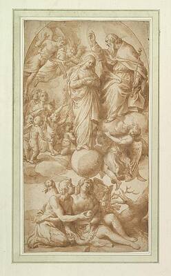 Wall Art - Drawing - Allegory Of The Immaculate Conception With The Fall Of Man by Alessandro Turchi