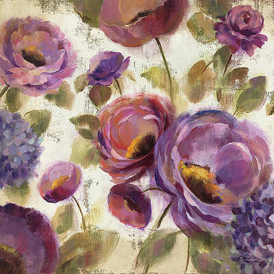 Wall Art - Painting - Blue And Purple Flower Song II #2 by Silvia Vassileva