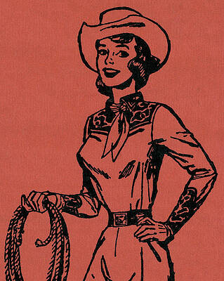 Wall Art - Drawing - Cowgirl #2 by CSA Images