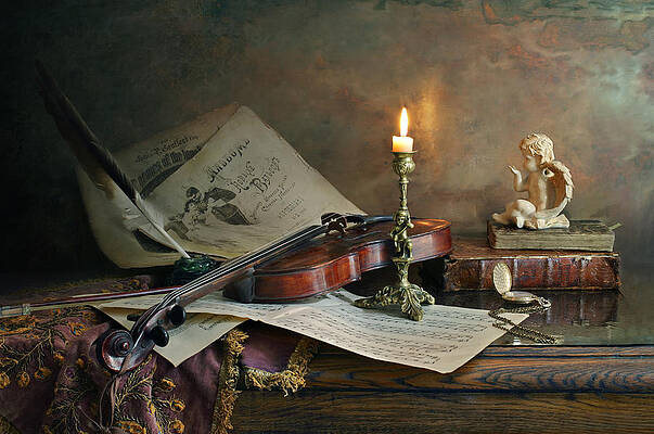Wall Art - Photograph - Still Life With Violin And Candle #2 by Andrey Morozov