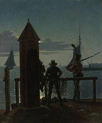 Wall Art - Painting - View From The Citadel Ramparts In Copenhagen By Moonlight by Martinus Rorbye