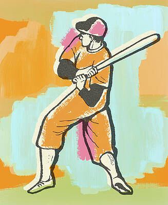 Baseball Player Hitting Drawing by CSA Images - Fine Art America