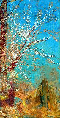 Wall Art - Painting - Figure under a blossoming tree - Digital Remastered Edition by Odilon Redon