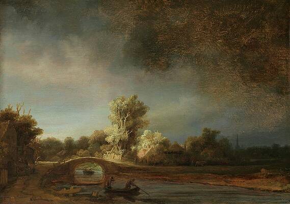 Wall Art - Painting - Landscape With A Stone Bridge by Rembrandt Van Rijn