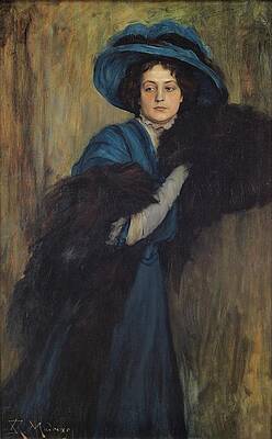 Wall Art - Painting - Portrait Of A Lady In Blue by Raimundo De Madrazo Y Garreta