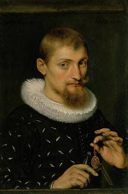 Wall Art - Painting - Portrait Of A Man, Possibly An Architect Or Geographer by Peter Paul Rubens