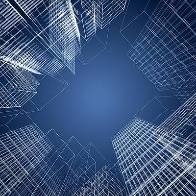 Wall Art - Photograph - 3d Architectural Square Of Wireframe by Dinn