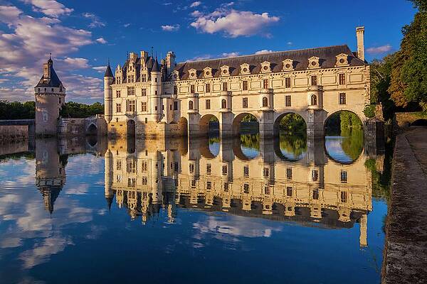 Castle Wall Art featuring the digital art France, Centre, Loire Valley, Indre-et-loire, Chenonceaux, Cher River And Castle #4 by Olimpio Fantuz