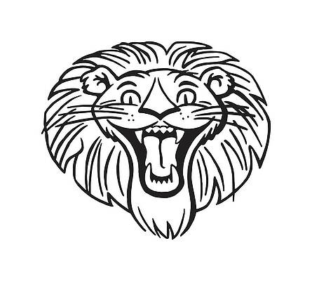 roaring lion head drawing with crown