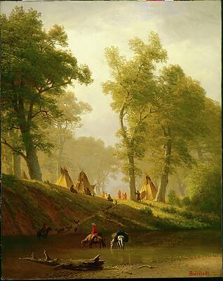 Wall Art - Painting - The Wolf River, Kansas by Albert Bierstadt