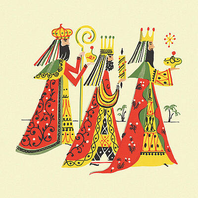 Wall Art - Drawing - Three Wise Men #4 by CSA Images