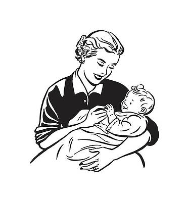 Mother holding baby illustration of happy motherhood childbirth Black  outline simple lines logo 4268988 Vector Art at Vecteezy