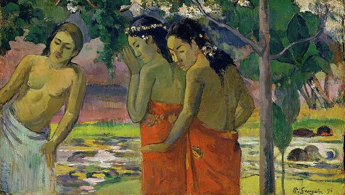 Wall Art - Painting - Three Tahitian Women by Paul Gauguin