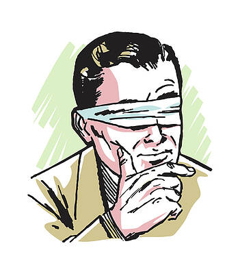 Blindfolded Man Cyanotype Portrait Sticker for Sale by KalenaDraws