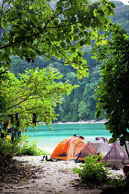 Wall Art - Photograph - A Campsite Set Up On The Beach by Matthew Micah Wright