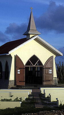 A Dark Blue Sky Above the Alto Vista Chapel in Aruba by James Turnbull A Dark Blue Sky Above the Alto Vista Chapel in Aruba by James Turnbull