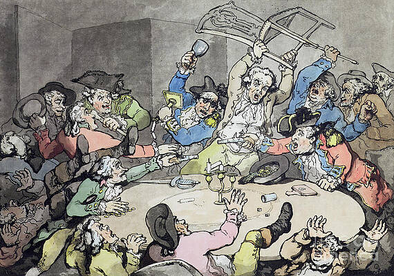 Wall Art - Drawing - A Kick Up At A Hazard Table, Pub, By J, Harris, 1787  Etching With by Thomas Rowlandson