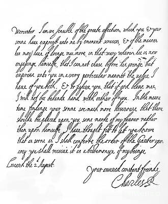 Wall Art - Drawing - A Letter Written By Charles I, C1644 by Print Collector