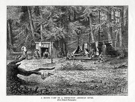 Wall Art - Drawing - A Mining Camp On A North-west American by Print Collector
