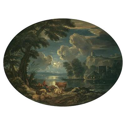 Wall Art - Painting - A Moonlit Scene With A Shepherd And Shepherdess Resting by Pieter Mulier The Younger