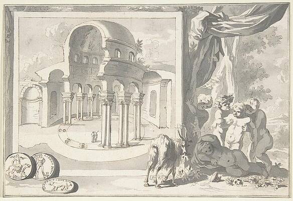 Wall Art - Drawing - A Reconstructon Of An Undefined Building by Jan Goeree