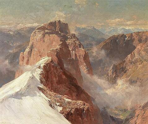 Wall Art - Painting - A View Of Crozzon Di Brenta From Cima Tosa With Pilastro by Edward Theodor Compton