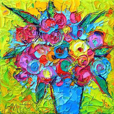 Ana Maria Edulescu Flowers On Round Table Wall Art