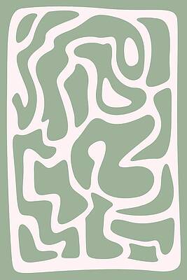 Wall Art - Digital Art - Abstract Green And White Pattern by Trendy Art