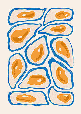 Wall Art - Digital Art - Abstract Oyster Shell Patterns by Trendy Art