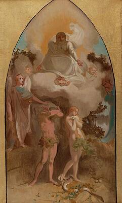 Wall Art - Painting - Adam Et Eve Chasses Du Paradis by Victor-louis Mottez
