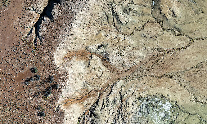 Wall Art - Photograph - Aerial View Of Desert Showing Showing Erosion, Rivulets And by Doug Gimesy / Naturepl.com