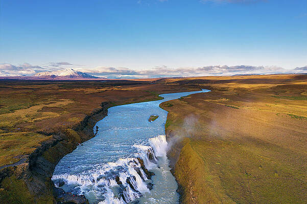 Wall Art - Photograph - Aerial view of the Gullfoss waterfall and the Olfusa river in southwest Iceland by Miroslav Liska