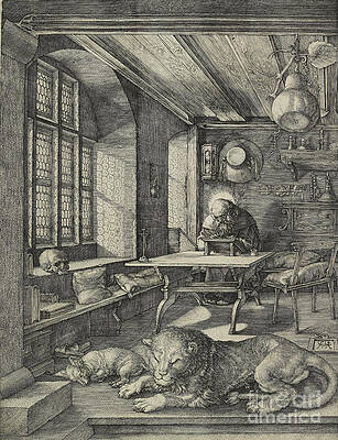Wall Art - Painting - Albrecht Durer, St Jerome In His Study, 1514 Engraving by Albrecht Durer