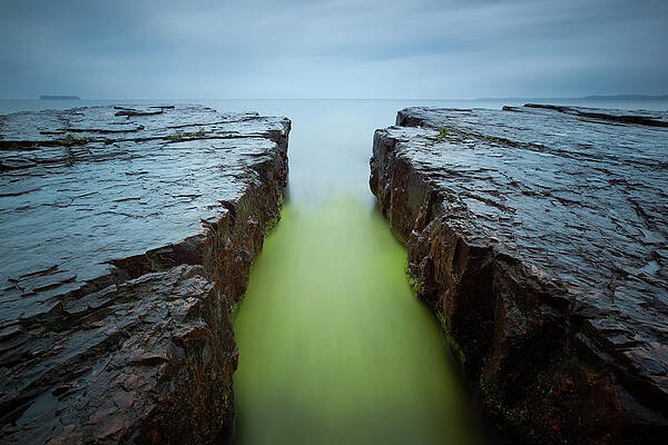 Green Moss Rocks On Barrika Beach Fleece Blanket by © Francois Marclay 