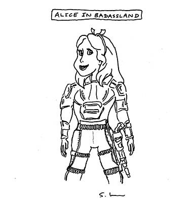 Wall Art - Drawing - Alice In Badassland by Steve Mcginn