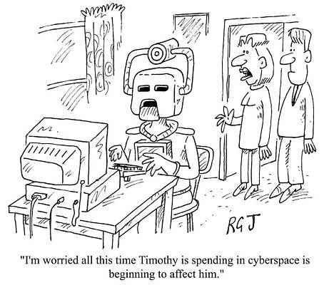 Wall Art - Drawing - All This Time Timmy Is Spending In Cyberspace Is Beginning by Richard Jolley