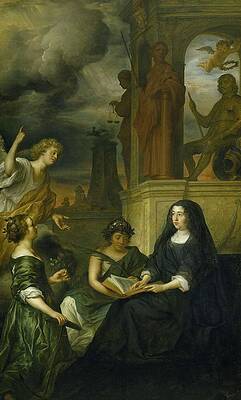 Wall Art - Painting - Allegory on the Memory of Frederik Hendrik -1584-1647-, Prince of Orange, with the Portrait of hi... by Govert Flinck