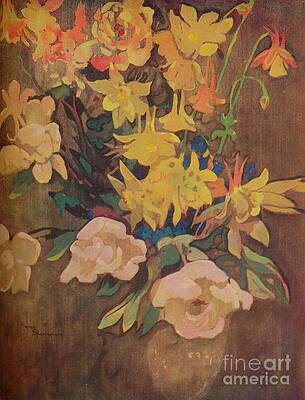 Amber Flowers, C20th Century. Artist Print by Print Collector