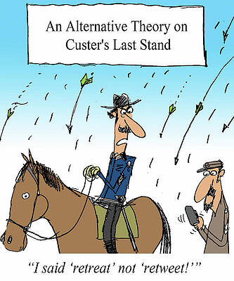 Wall Art - Drawing - An Alternative Theory On Custer's Last Stand 'i Said by Larry Lambert