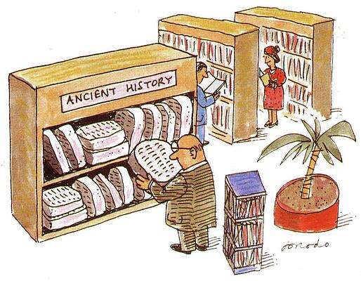 Wall Art - Drawing - Ancient History Section Of A Library With Stone Tablets by Jorodo