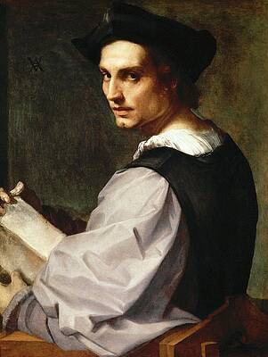 Wall Art - Painting - Andrea del Sarto / 'Portrait of a Young Man', 1517, Oil on canvas, 71 x 54 cm. by Andrea del Sarto -1486-1530-