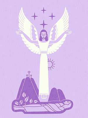 Wall Art - Drawing - Angel Over Jesus by CSA Images