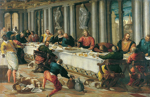 Wall Art - Painting - Anonymous Venetian artist active ca. 1570 -Active ca. 1570-. The Last Supper -ca. 1570-. Oil on c... by Anonymous Venetian artist -fl c 1570-